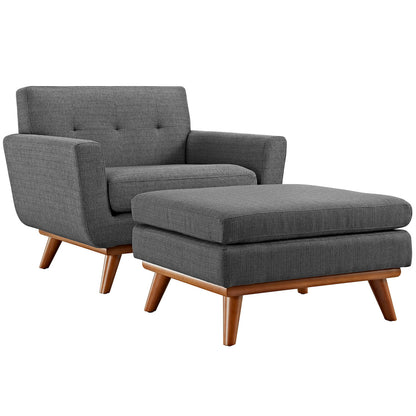 Modway - Engage 2 Piece Armchair and Ottoman by Modway  Living Room Sofas and Armchairs Gray - EEI-2187-DOR-SET