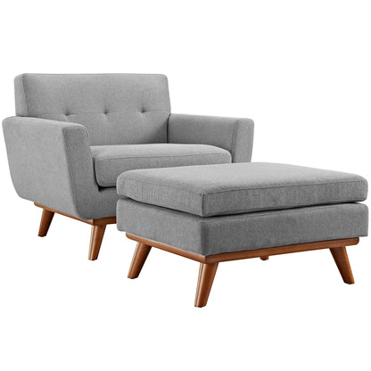 Modway - Engage 2 Piece Armchair and Ottoman by Modway  Living Room Sofas and Armchairs Gray - EEI-2187-GRY-SET