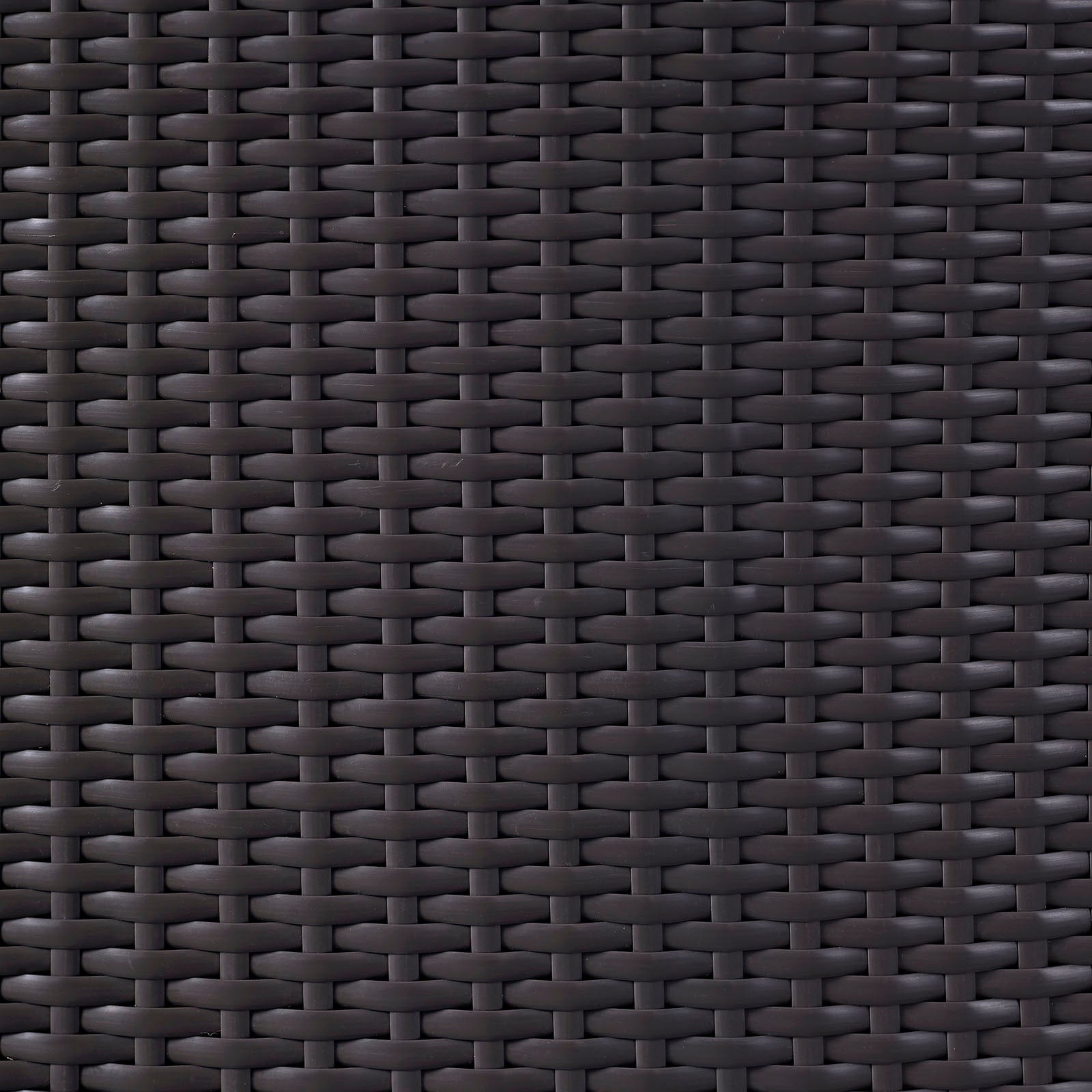 Dark brown woven rattan wicker texture, close-up pattern for an outdoor patio dining set.