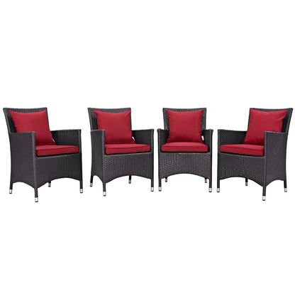 Modway Outlet Convene 4 Piece Outdoor Patio Dining Set by Modway  Outdoor Furniture Furniture Espresso Red - EEI-2190-EXP-RED-SET