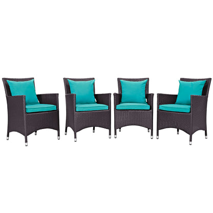 Modway Outlet Convene 4 Piece Outdoor Patio Dining Set by Modway  Outdoor Furniture Furniture Espresso Turquoise - EEI-2190-EXP-TRQ-SET