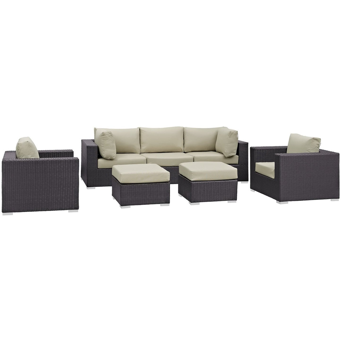 Modway - Convene 7 Piece Outdoor Patio Sectional Set by Modway  Outdoor Furniture Sofa Sectionals Brown - EEI-2200-EXP-BEI-SET
