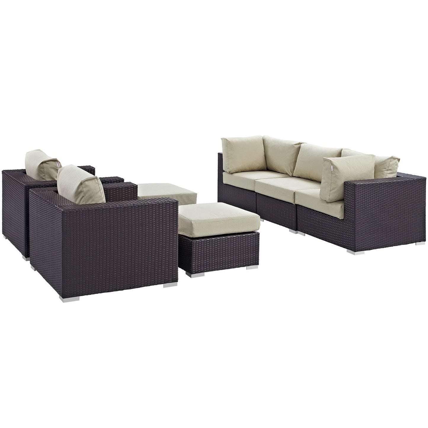 Modway - Convene 7 Piece Outdoor Patio Sectional Set by Modway  Outdoor Furniture Sofa Sectionals Brown - EEI-2200-EXP-BEI-SET