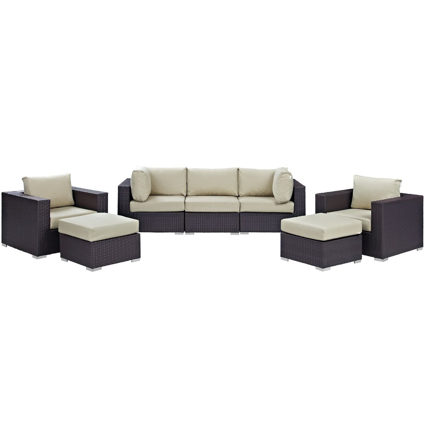 Modway - Convene 7 Piece Outdoor Patio Sectional Set by Modway  Outdoor Furniture Sofa Sectionals Brown - EEI-2200-EXP-BEI-SET