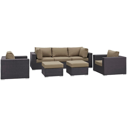 Modway - Convene 7 Piece Outdoor Patio Sectional Set by Modway  Outdoor Furniture Sofa Sectionals Brown - EEI-2200-EXP-MOC-SET