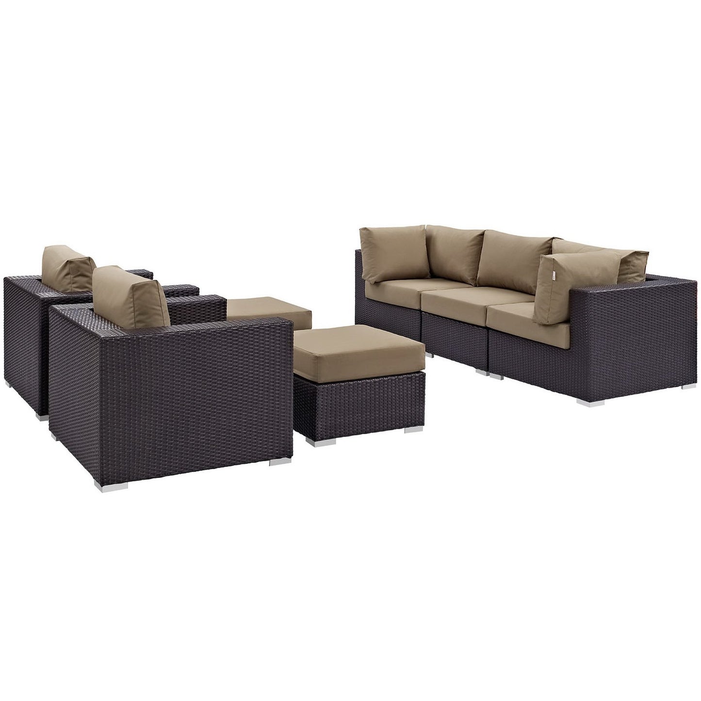 Modway - Convene 7 Piece Outdoor Patio Sectional Set by Modway  Outdoor Furniture Sofa Sectionals Brown - EEI-2200-EXP-MOC-SET