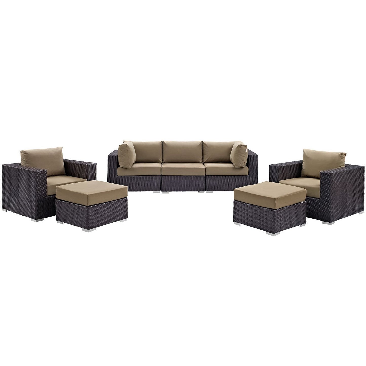 Modway - Convene 7 Piece Outdoor Patio Sectional Set by Modway  Outdoor Furniture Sofa Sectionals Brown - EEI-2200-EXP-MOC-SET