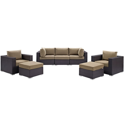 Modway - Convene 7 Piece Outdoor Patio Sectional Set by Modway  Outdoor Furniture Sofa Sectionals Brown - EEI-2200-EXP-MOC-SET