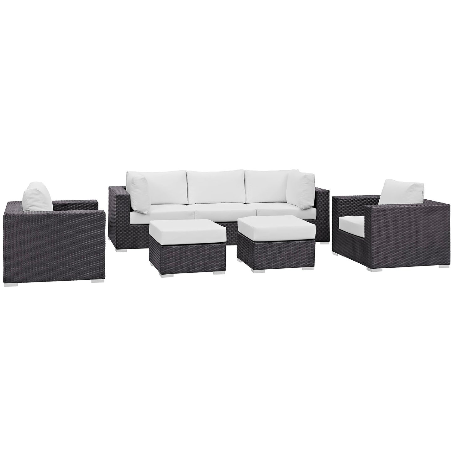 Modway - Convene 7 Piece Outdoor Patio Sectional Set by Modway  Outdoor Furniture Sofa Sectionals White - EEI-2200-EXP-WHI-SET