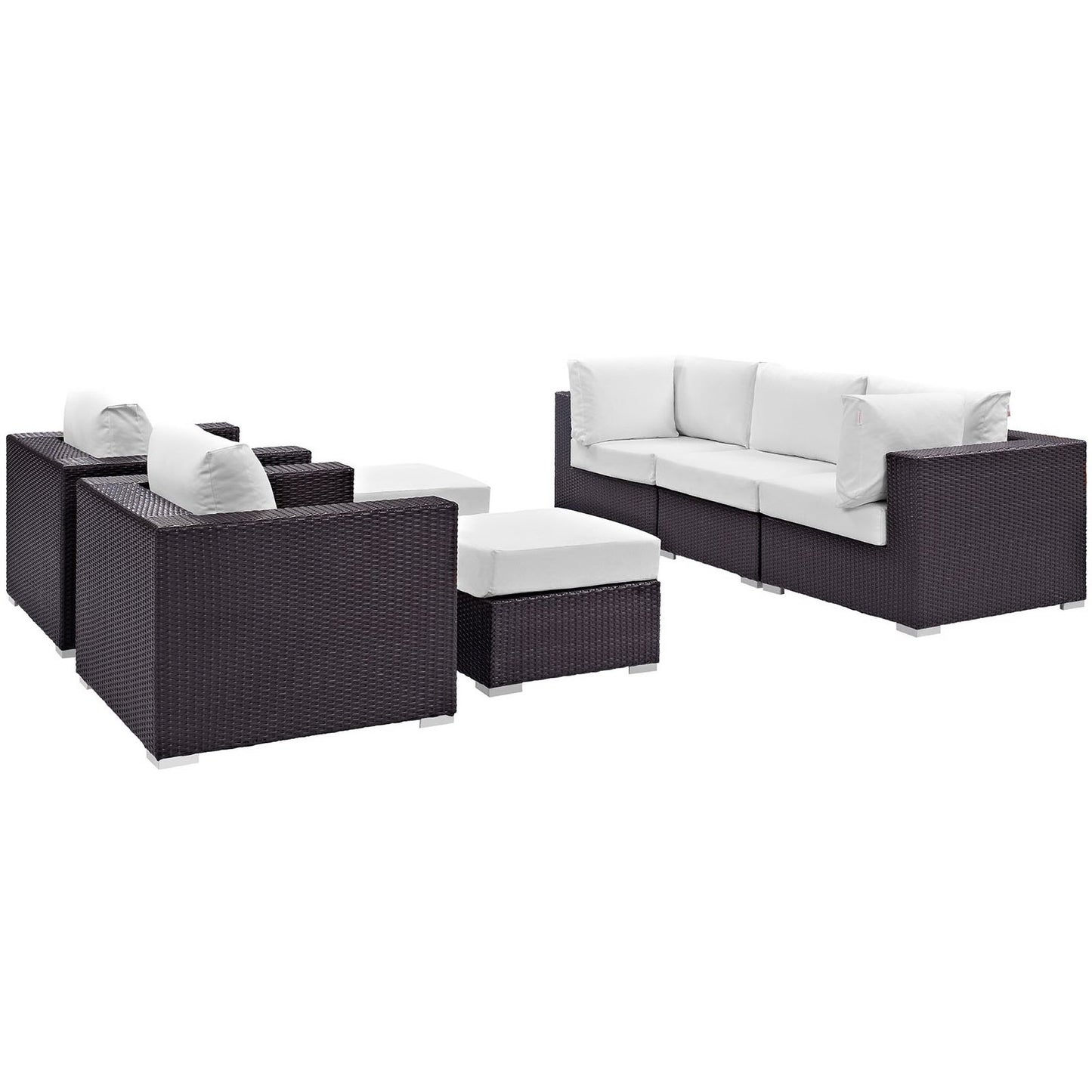 Modway - Convene 7 Piece Outdoor Patio Sectional Set by Modway  Outdoor Furniture Sofa Sectionals White - EEI-2200-EXP-WHI-SET
