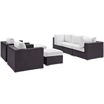 Modway - Convene 7 Piece Outdoor Patio Sectional Set by Modway  Outdoor Furniture Sofa Sectionals White - EEI-2200-EXP-WHI-SET