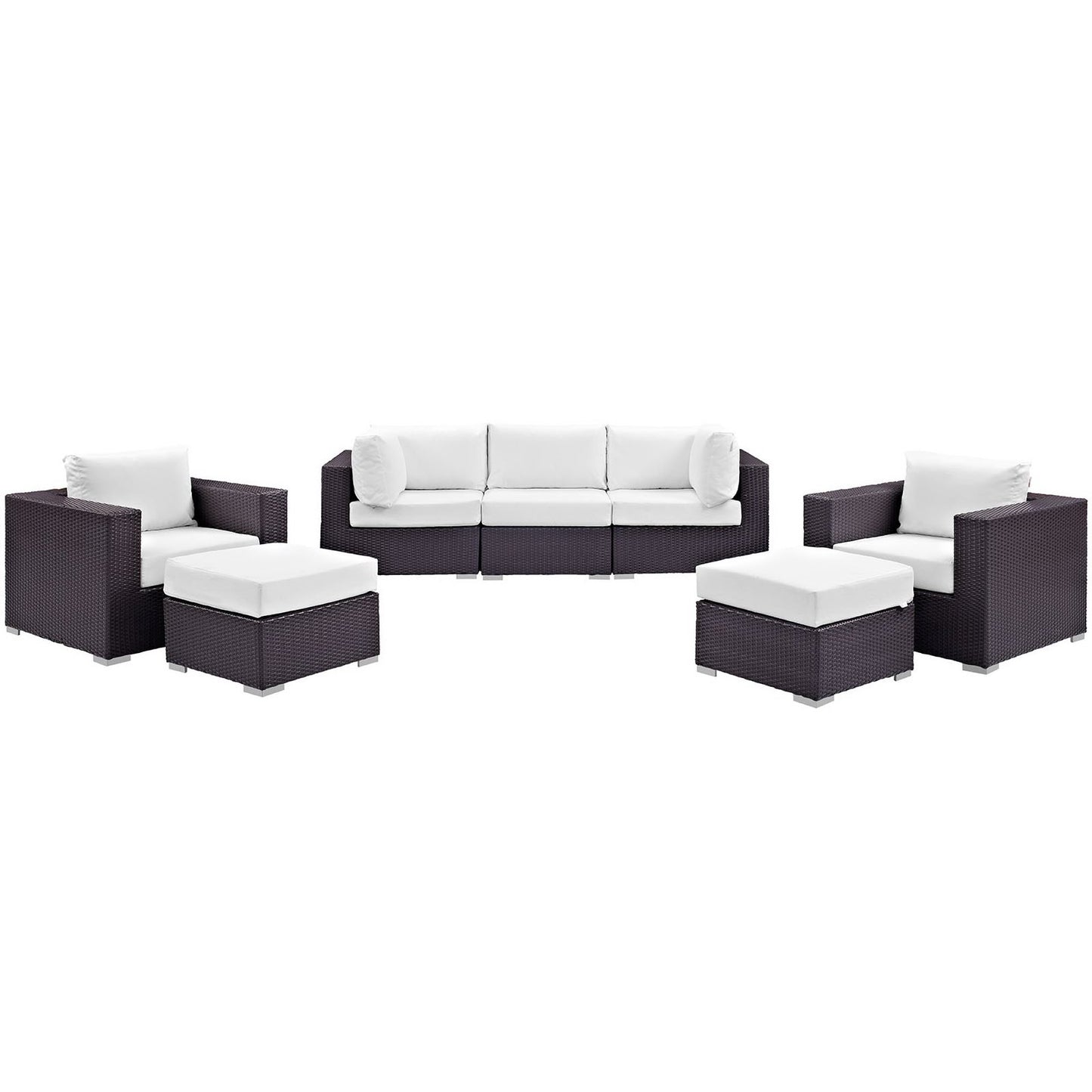 Modway - Convene 7 Piece Outdoor Patio Sectional Set by Modway  Outdoor Furniture Sofa Sectionals White - EEI-2200-EXP-WHI-SET
