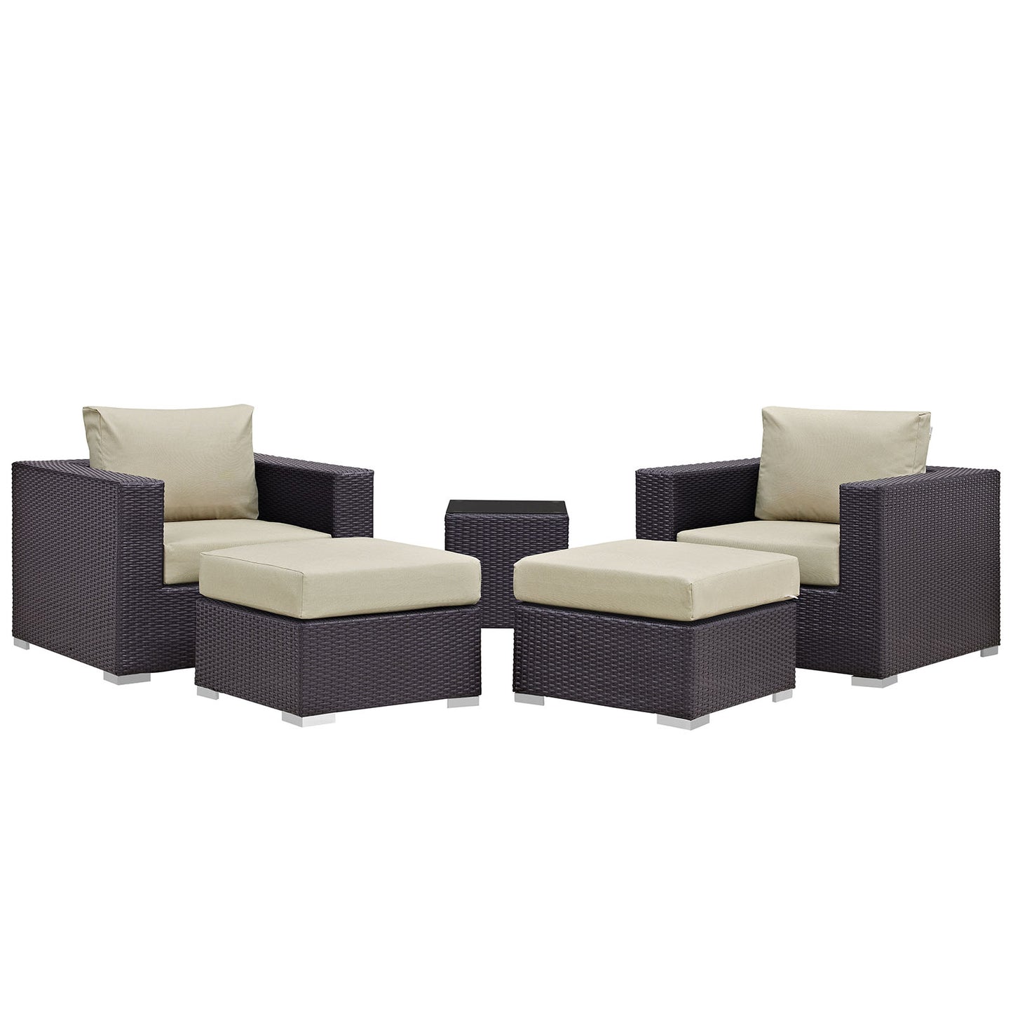 Modway - Convene 5 Piece Outdoor Patio Sectional Set by Modway  Outdoor Furniture Sofa Sectionals Brown - EEI-2201-EXP-BEI-SET