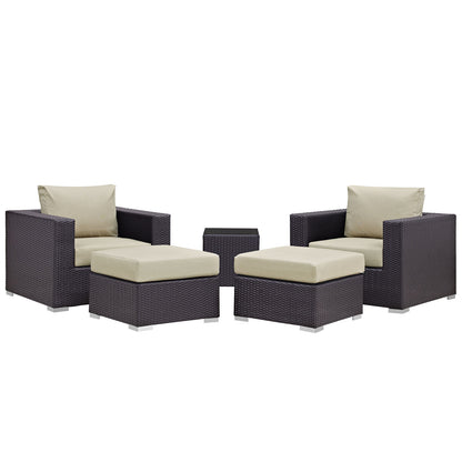 Modway - Convene 5 Piece Outdoor Patio Sectional Set by Modway  Outdoor Furniture Sofa Sectionals Brown - EEI-2201-EXP-BEI-SET