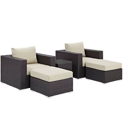 Modway - Convene 5 Piece Outdoor Patio Sectional Set by Modway  Outdoor Furniture Sofa Sectionals Brown - EEI-2201-EXP-BEI-SET