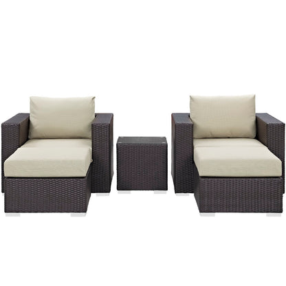 Modway - Convene 5 Piece Outdoor Patio Sectional Set by Modway  Outdoor Furniture Sofa Sectionals Brown - EEI-2201-EXP-BEI-SET