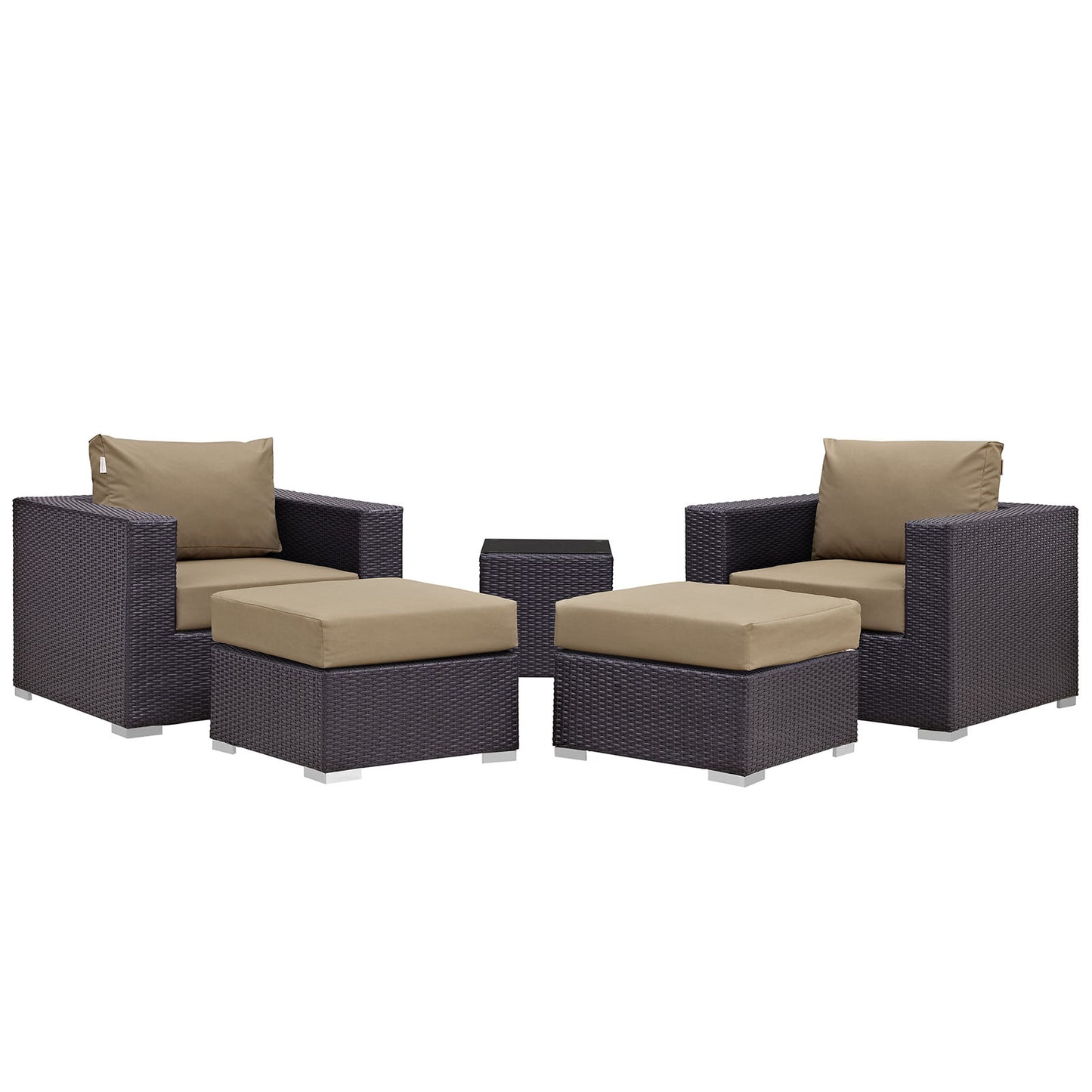 Modway - Convene 5 Piece Outdoor Patio Sectional Set by Modway  Outdoor Furniture Sofa Sectionals Brown - EEI-2201-EXP-MOC-SET