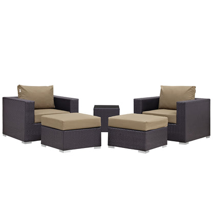 Modway - Convene 5 Piece Outdoor Patio Sectional Set by Modway  Outdoor Furniture Sofa Sectionals Brown - EEI-2201-EXP-MOC-SET
