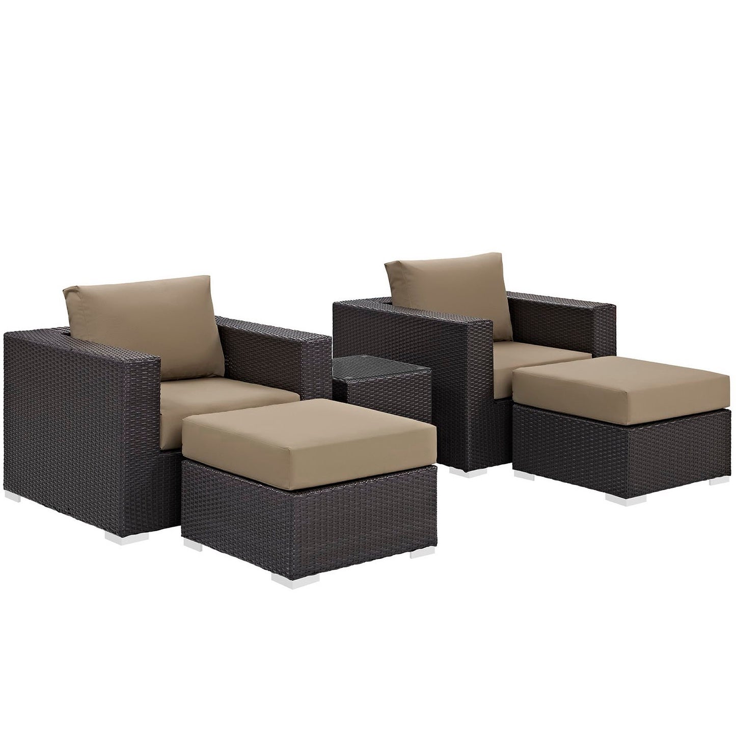 Modway - Convene 5 Piece Outdoor Patio Sectional Set by Modway  Outdoor Furniture Sofa Sectionals Brown - EEI-2201-EXP-MOC-SET