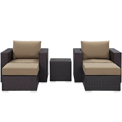 Modway - Convene 5 Piece Outdoor Patio Sectional Set by Modway  Outdoor Furniture Sofa Sectionals Brown - EEI-2201-EXP-MOC-SET