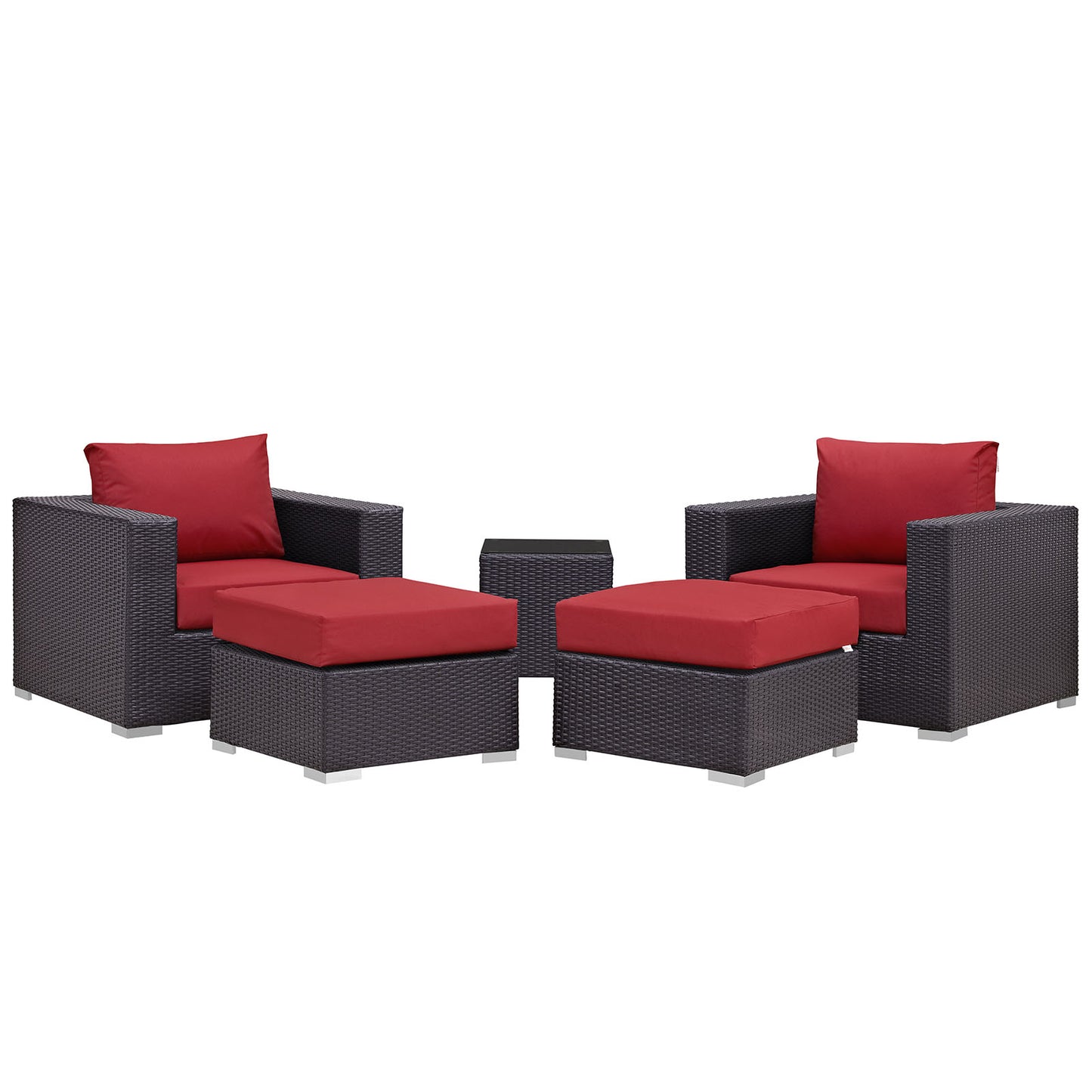 Modway Outlet Convene 5 Piece Outdoor Patio Sectional Set by Modway  Outdoor Furniture Furniture Espresso Red - EEI-2201-EXP-RED-SET