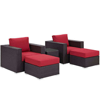 Modway Outlet Convene 5 Piece Outdoor Patio Sectional Set by Modway  Outdoor Furniture Furniture Espresso Red - EEI-2201-EXP-RED-SET