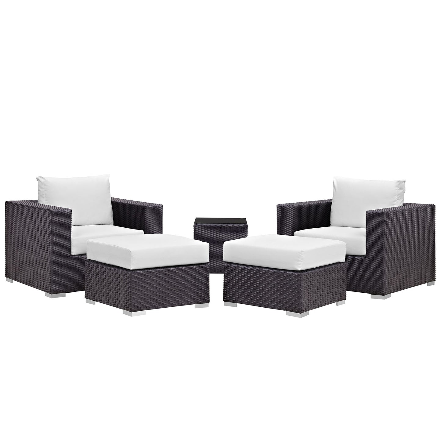 Modway - Convene 5 Piece Outdoor Patio Sectional Set by Modway  Outdoor Furniture Sofa Sectionals White - EEI-2201-EXP-WHI-SET