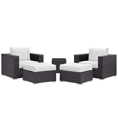Modway - Convene 5 Piece Outdoor Patio Sectional Set by Modway  Outdoor Furniture Sofa Sectionals White - EEI-2201-EXP-WHI-SET