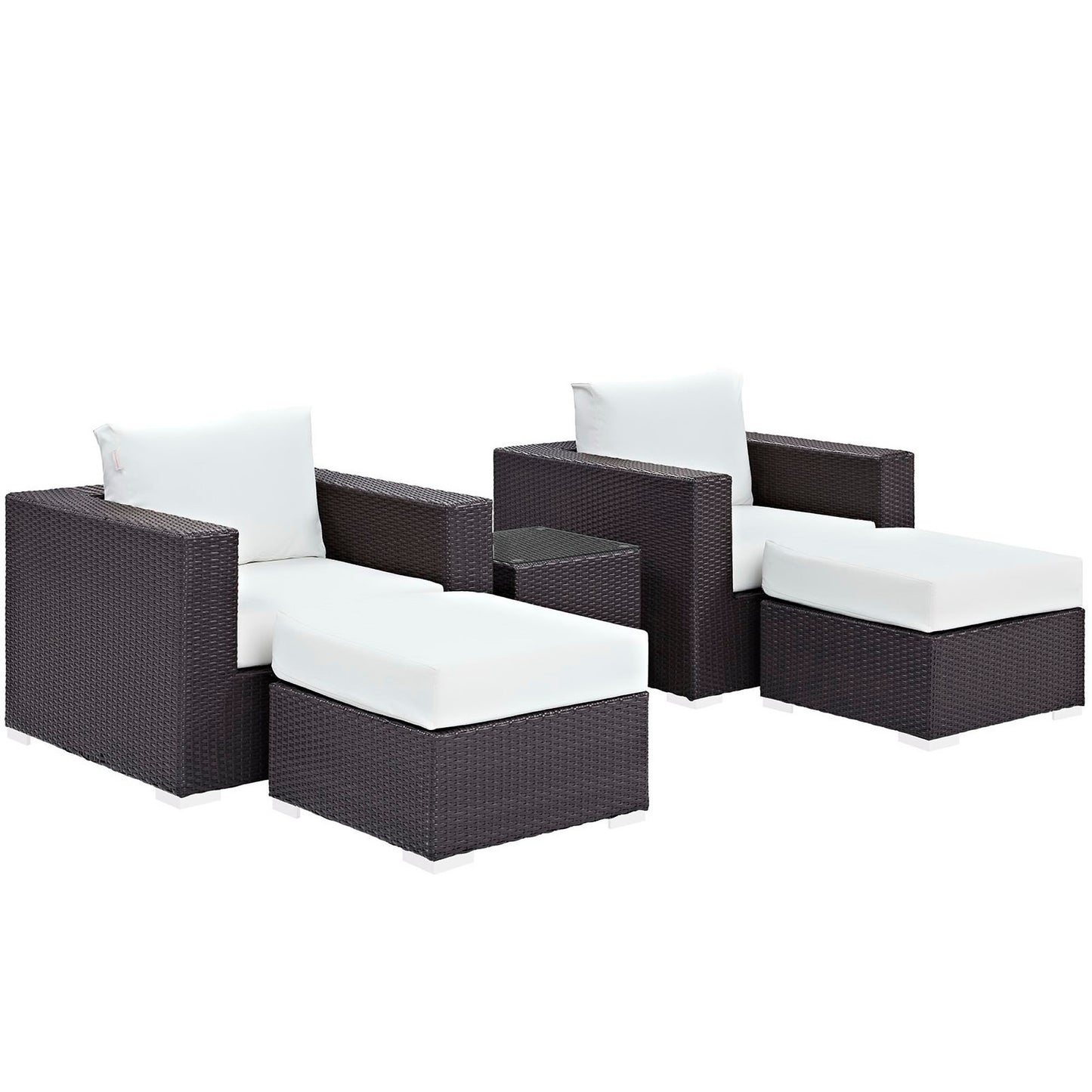 Modway - Convene 5 Piece Outdoor Patio Sectional Set by Modway  Outdoor Furniture Sofa Sectionals White - EEI-2201-EXP-WHI-SET