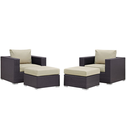 Modway - Convene 4 Piece Outdoor Patio Sectional Set by Modway  Outdoor Furniture Sofa Sectionals Brown - EEI-2202-EXP-BEI-SET