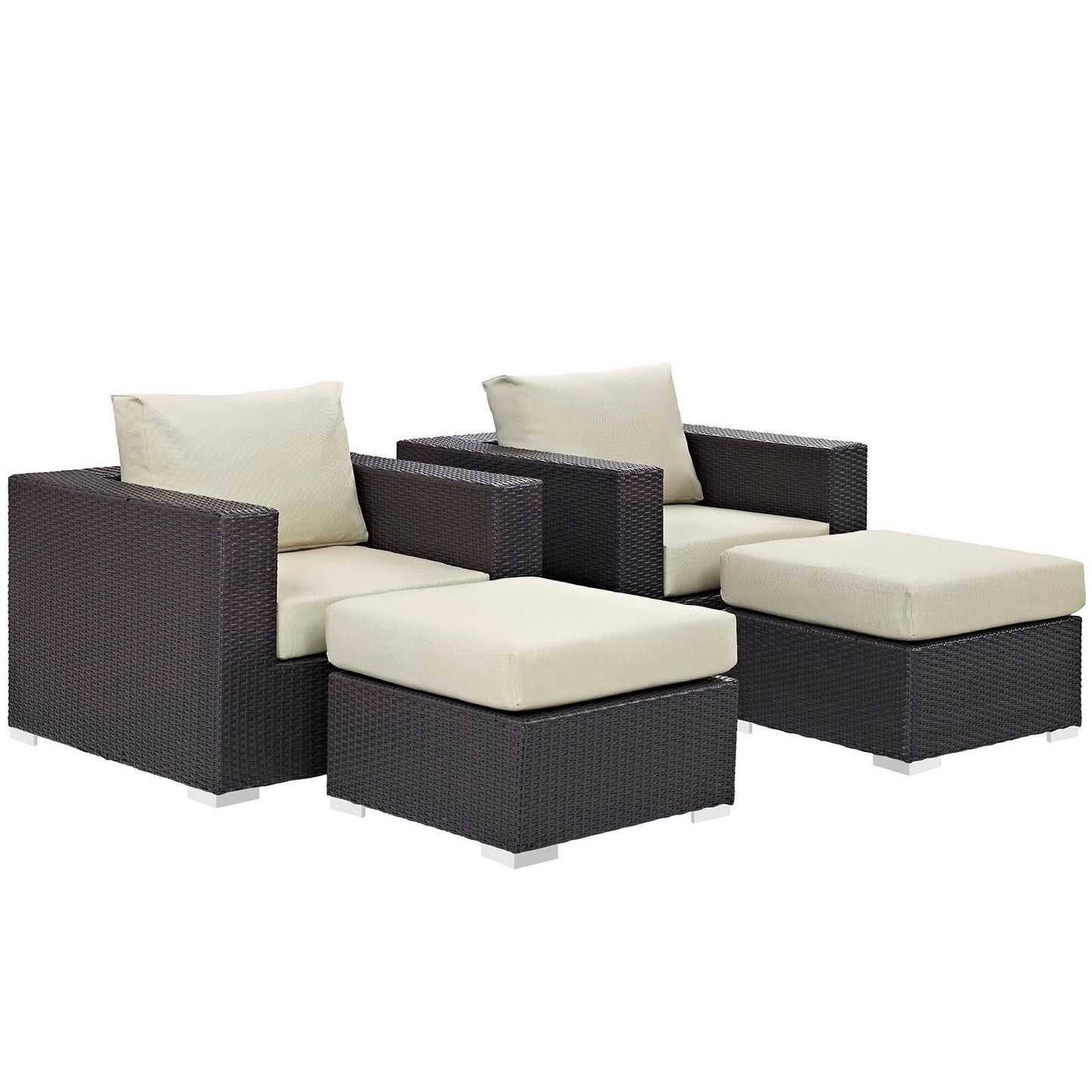 Modway - Convene 4 Piece Outdoor Patio Sectional Set by Modway  Outdoor Furniture Sofa Sectionals Brown - EEI-2202-EXP-BEI-SET