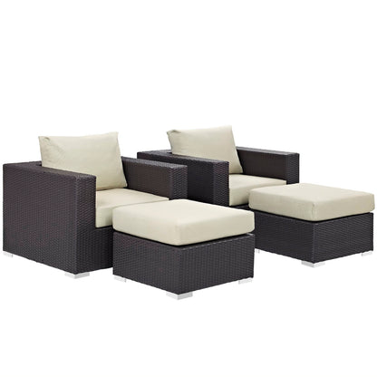 Modway - Convene 4 Piece Outdoor Patio Sectional Set by Modway  Outdoor Furniture Sofa Sectionals Brown - EEI-2202-EXP-BEI-SET