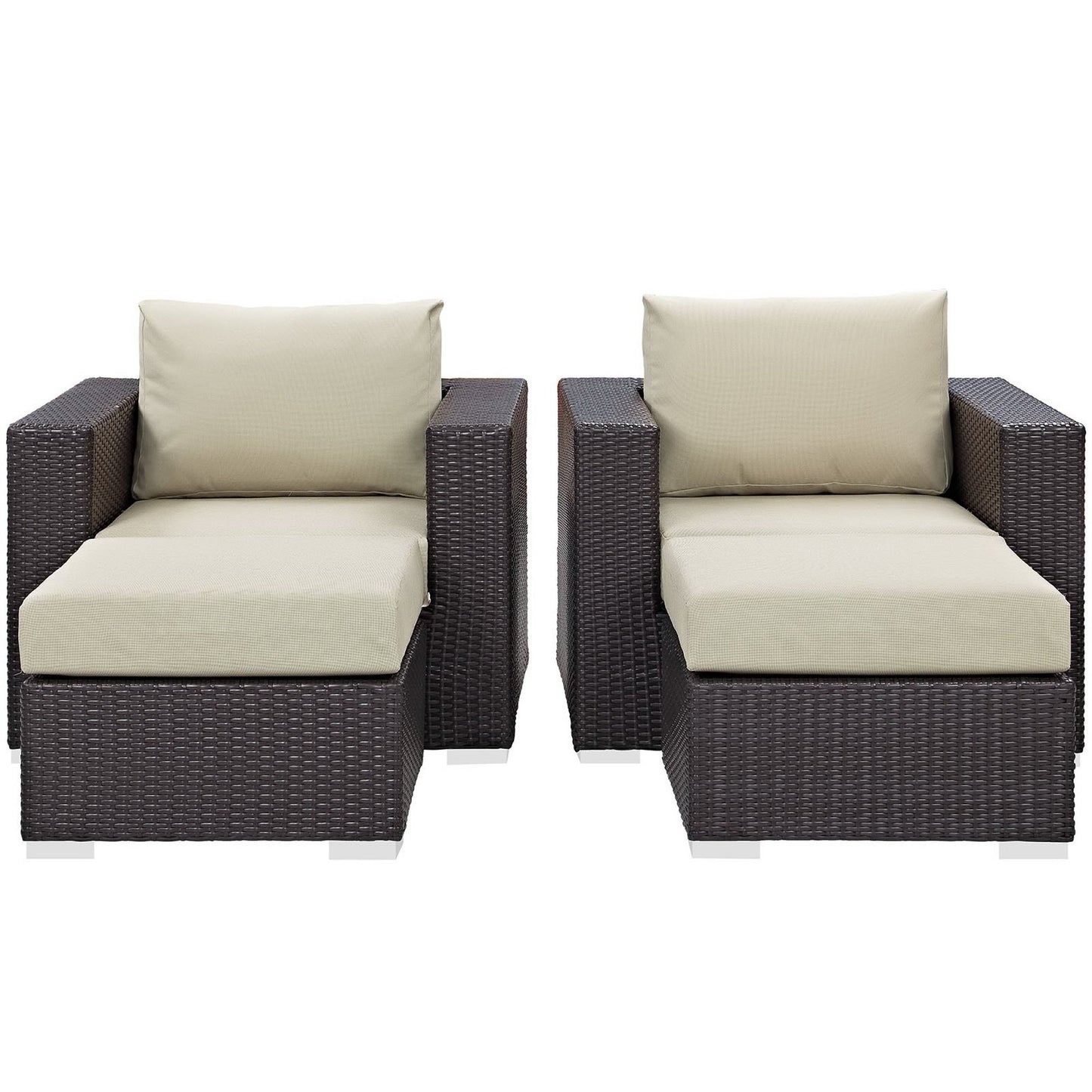 Modway - Convene 4 Piece Outdoor Patio Sectional Set by Modway  Outdoor Furniture Sofa Sectionals Brown - EEI-2202-EXP-BEI-SET