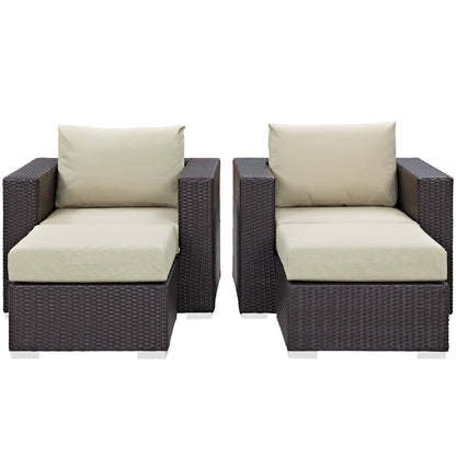 Modway - Convene 4 Piece Outdoor Patio Sectional Set by Modway  Outdoor Furniture Sofa Sectionals Brown - EEI-2202-EXP-BEI-SET