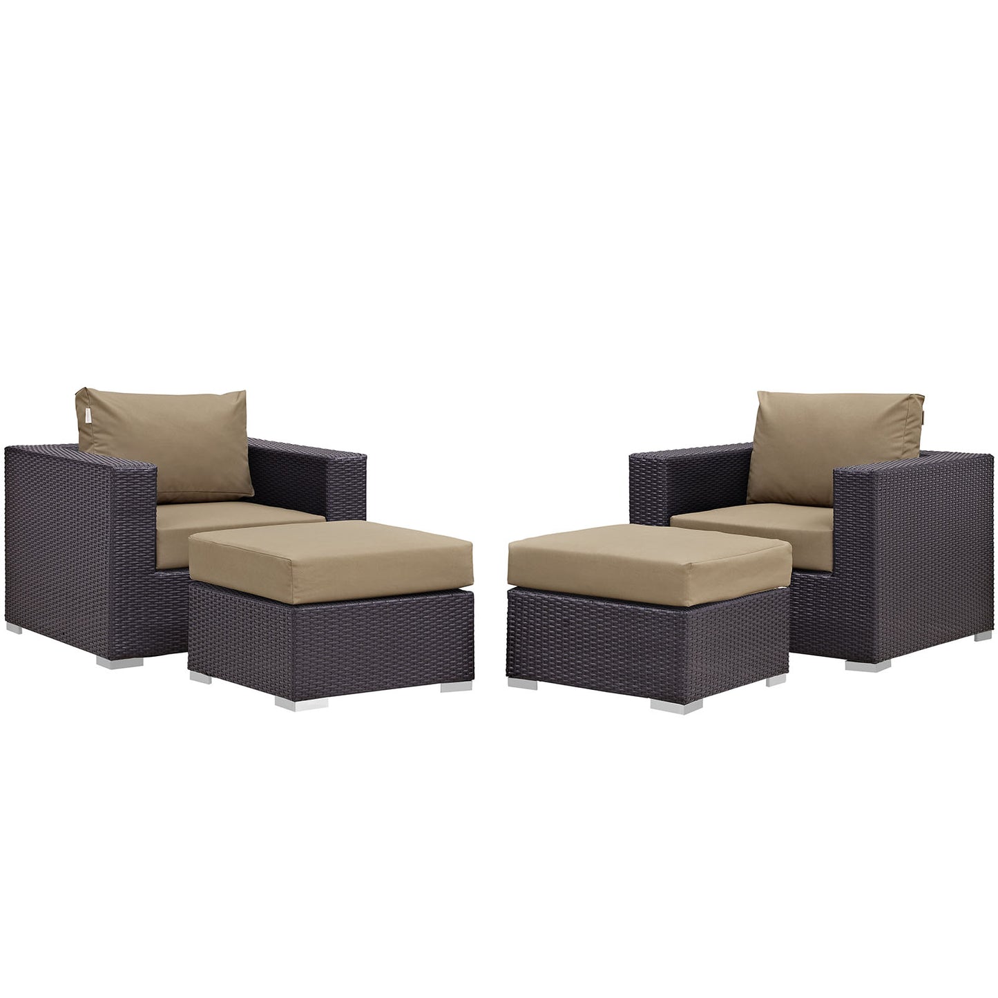 Modway - Convene 4 Piece Outdoor Patio Sectional Set by Modway  Outdoor Furniture Sofa Sectionals Brown - EEI-2202-EXP-MOC-SET