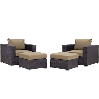 Modway - Convene 4 Piece Outdoor Patio Sectional Set by Modway  Outdoor Furniture Sofa Sectionals Brown - EEI-2202-EXP-MOC-SET