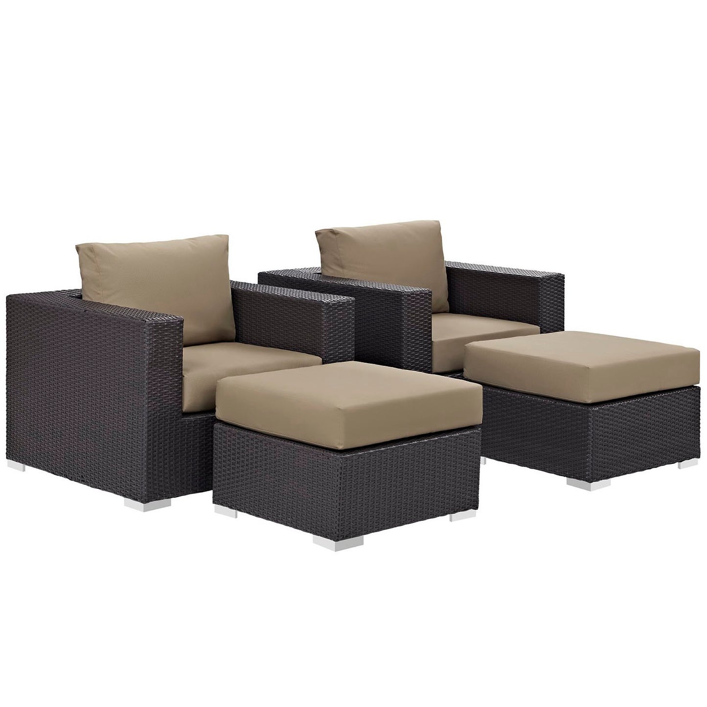 Modway - Convene 4 Piece Outdoor Patio Sectional Set by Modway  Outdoor Furniture Sofa Sectionals Brown - EEI-2202-EXP-MOC-SET