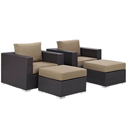 Modway - Convene 4 Piece Outdoor Patio Sectional Set by Modway  Outdoor Furniture Sofa Sectionals Brown - EEI-2202-EXP-MOC-SET