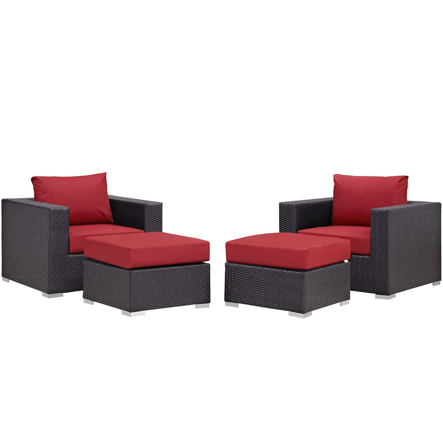 Modway Outlet Convene 4 Piece Outdoor Patio Sectional Set by Modway  Outdoor Furniture Furniture Espresso Red - EEI-2202-EXP-RED-SET