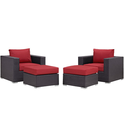 Modway Outlet Convene 4 Piece Outdoor Patio Sectional Set by Modway  Outdoor Furniture Furniture Espresso Red - EEI-2202-EXP-RED-SET