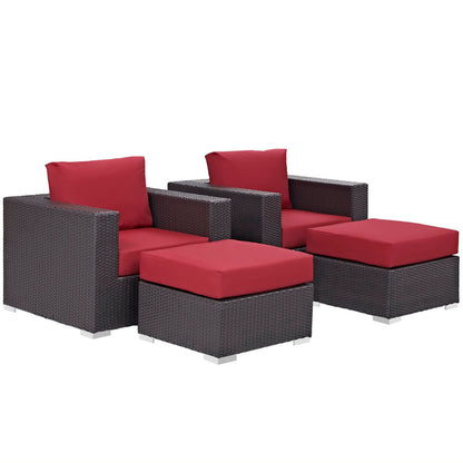 Modway Outlet Convene 4 Piece Outdoor Patio Sectional Set by Modway  Outdoor Furniture Furniture Espresso Red - EEI-2202-EXP-RED-SET