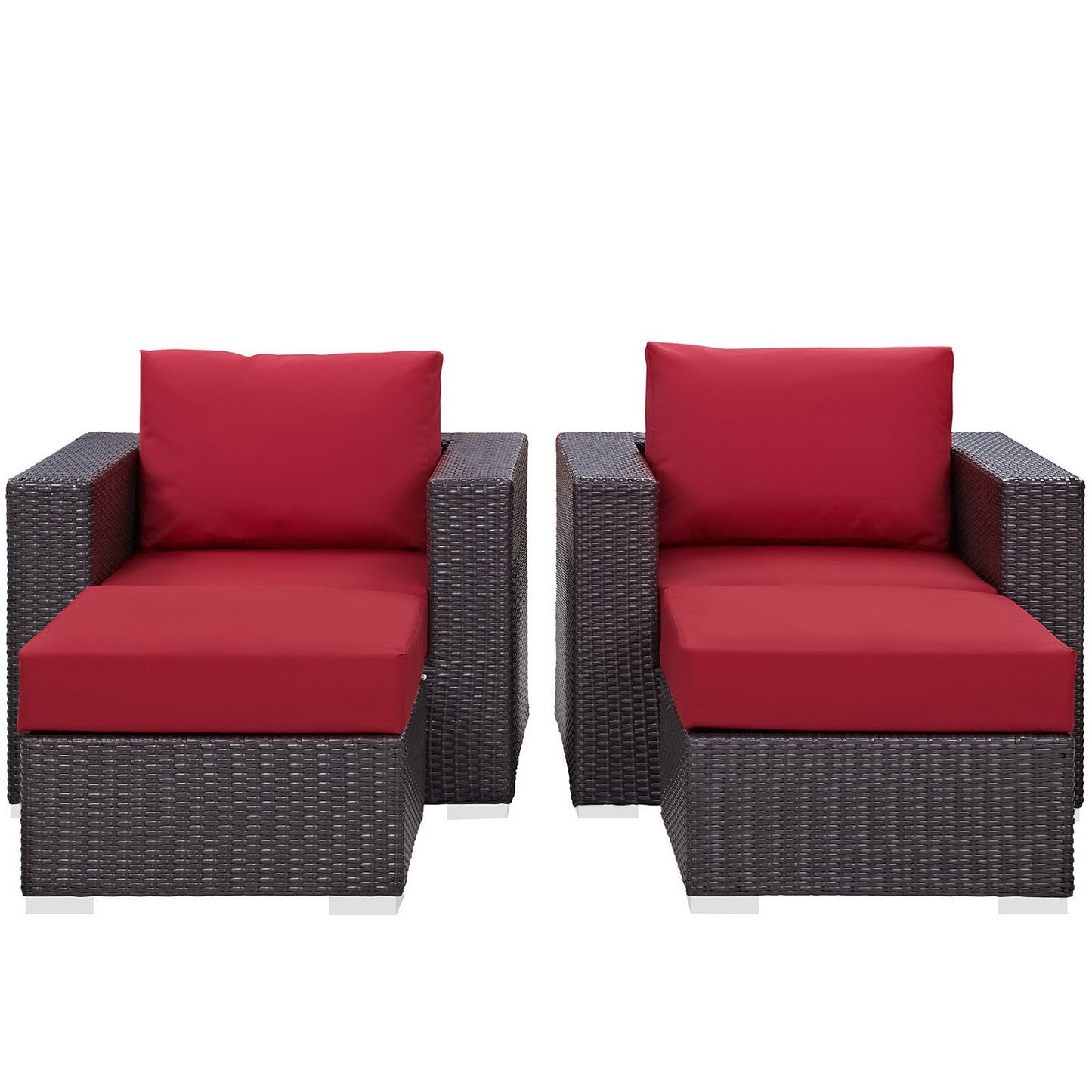 Modway Outlet Convene 4 Piece Outdoor Patio Sectional Set by Modway  Outdoor Furniture Furniture Espresso Red - EEI-2202-EXP-RED-SET