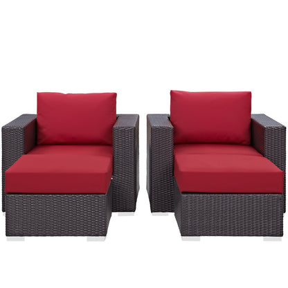 Modway Outlet Convene 4 Piece Outdoor Patio Sectional Set by Modway  Outdoor Furniture Furniture Espresso Red - EEI-2202-EXP-RED-SET