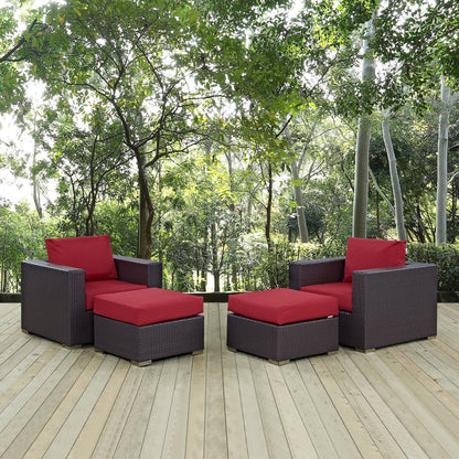Modway Outlet Convene 4 Piece Outdoor Patio Sectional Set by Modway  Outdoor Furniture Furniture Espresso Red - EEI-2202-EXP-RED-SET
