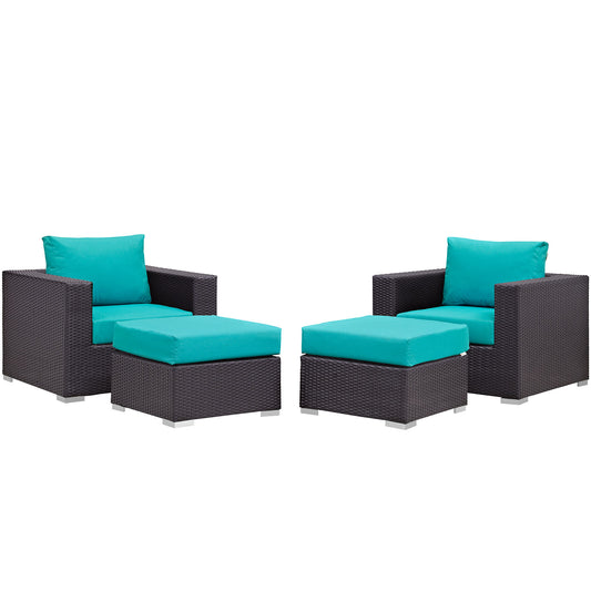 Modway Outlet Convene 4 Piece Outdoor Patio Sectional Set by Modway  Outdoor Furniture Furniture Espresso Turquoise - EEI-2202-EXP-TRQ-SET