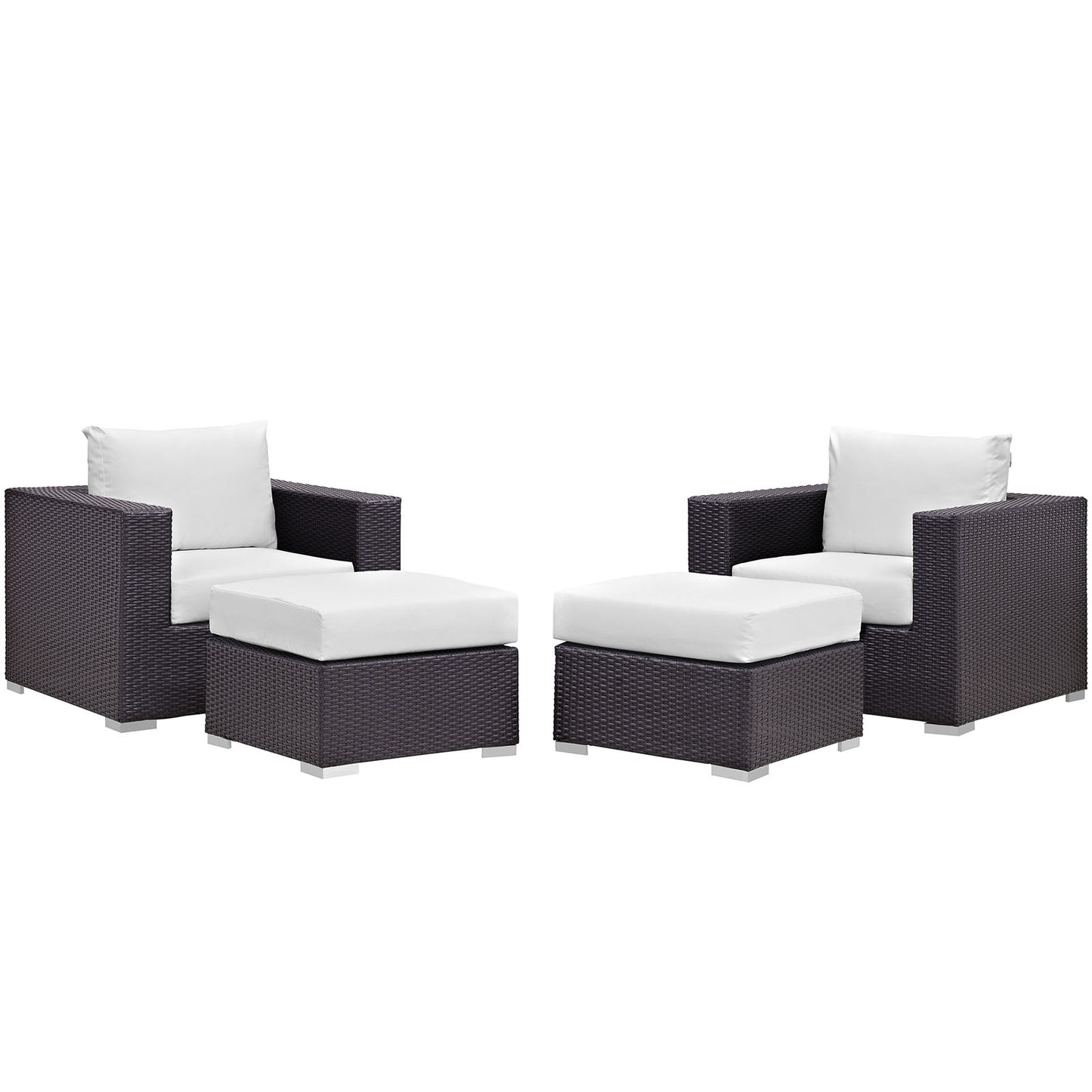 Modway - Convene 4 Piece Outdoor Patio Sectional Set by Modway  Outdoor Furniture Sofa Sectionals White - EEI-2202-EXP-WHI-SET