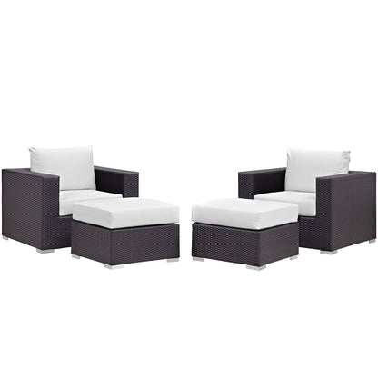 Modway - Convene 4 Piece Outdoor Patio Sectional Set by Modway  Outdoor Furniture Sofa Sectionals White - EEI-2202-EXP-WHI-SET