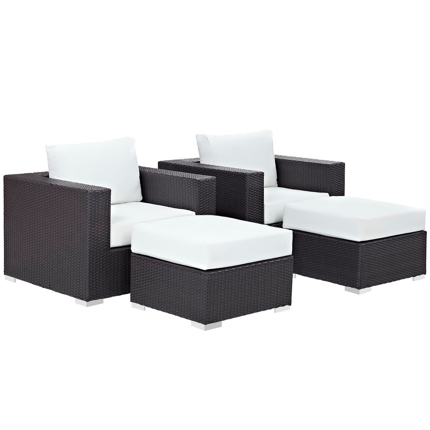 Modway - Convene 4 Piece Outdoor Patio Sectional Set by Modway  Outdoor Furniture Sofa Sectionals White - EEI-2202-EXP-WHI-SET