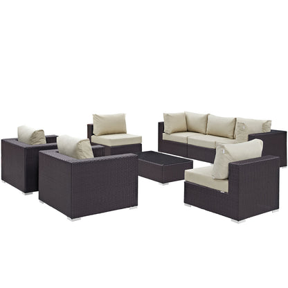 Modway - Convene 8 Piece Outdoor Patio Sectional Set by Modway  Outdoor Furniture Sofa Sectionals Brown - EEI-2203-EXP-BEI-SET