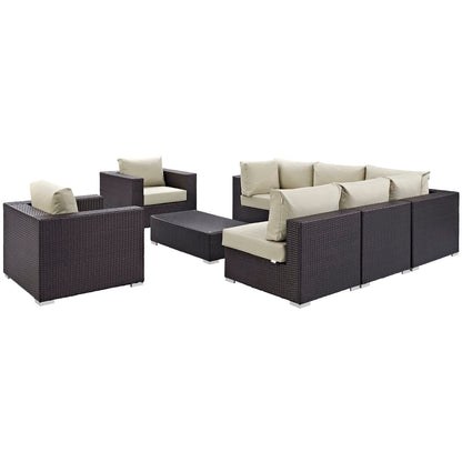 Modway - Convene 8 Piece Outdoor Patio Sectional Set by Modway  Outdoor Furniture Sofa Sectionals Brown - EEI-2203-EXP-BEI-SET